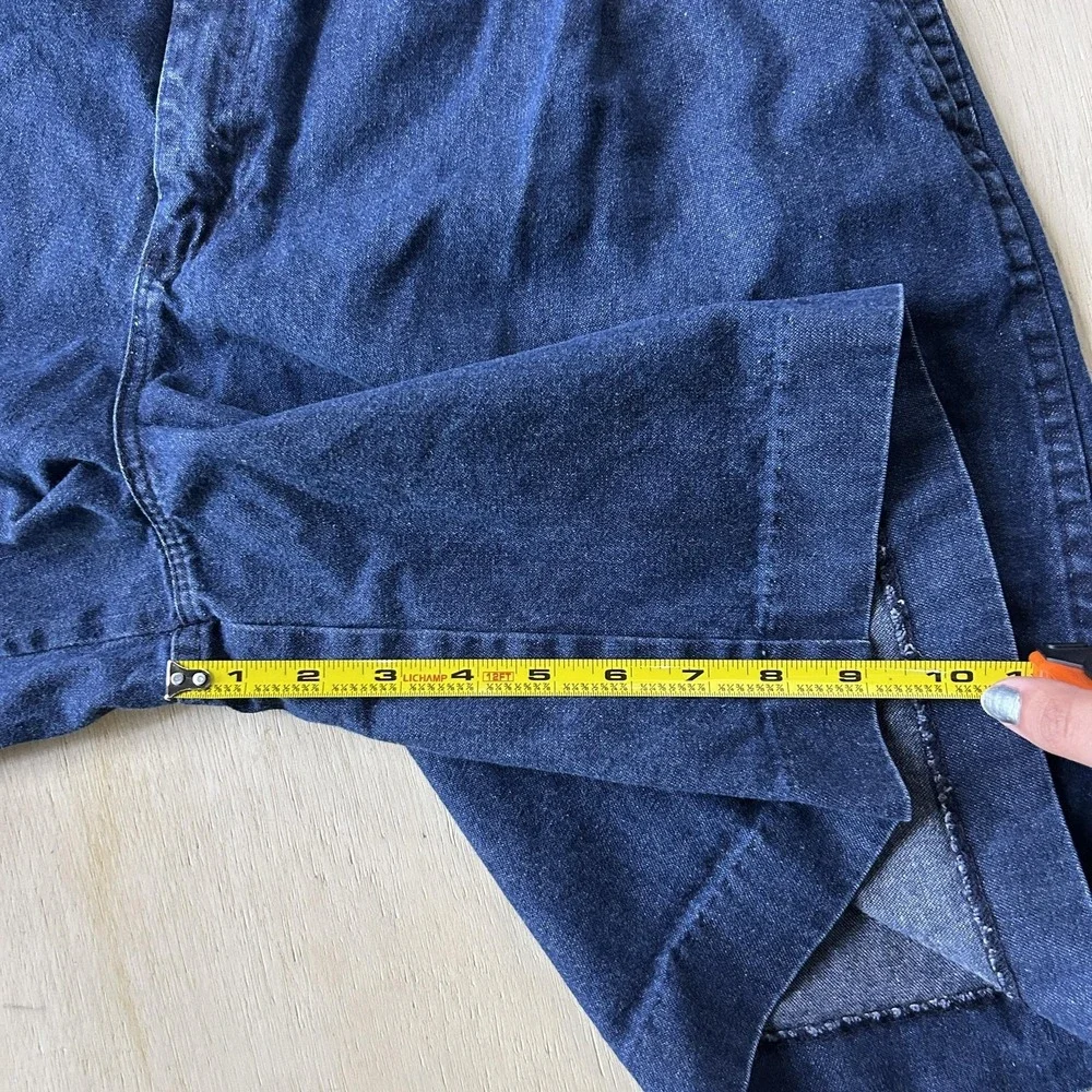 Vintage 70s Sears Denim Culotte Shorts Womens 16 28W Blue Pleated Pockets USA